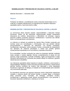 Sensibilizaci&oacute;n y Prevenci&oacute;n de Violencia Contra la Mujer