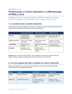 Resumen Contabilidad de Costos: Metodolog&iacute;a Matz y Usry