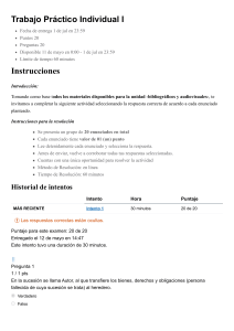 Trabajo Pr&aacute;ctico Individual I - Examen de Derecho Sucesorio