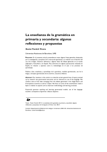 Teaching grammar in primary and secondary: reflections and proposals