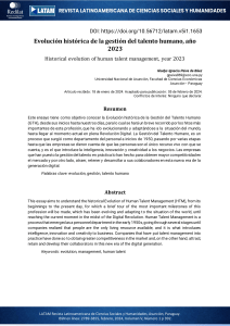 Historical Evolution of Human Talent Management, year 2023