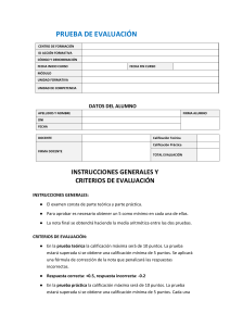 Formulario de Evaluaci&oacute;n de Examen