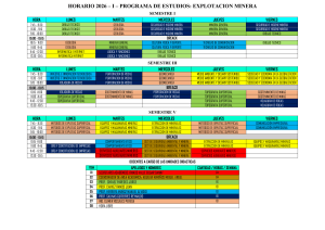 Horario Programa Minero 2026 Semestre I
