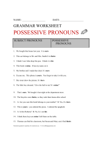 Possessive Pronouns Grammar Worksheet