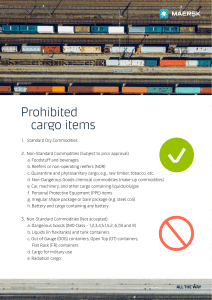 Maersk Prohibited Cargo Items List
