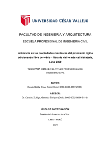 Incidencia de fibra de vidrio en propiedades mec&aacute;nicas del pavimento r&iacute;gido