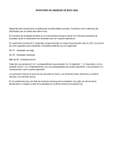 Inventario de Ansiedad de Beck (BAI): Cuestionario y Escala de Puntuaci&oacute;n