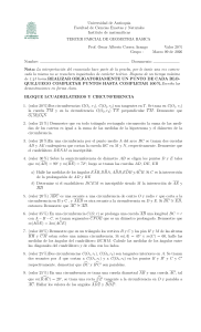 Examen Parcial de Geometr&iacute;a B&aacute;sica - Universidad de Antioquia