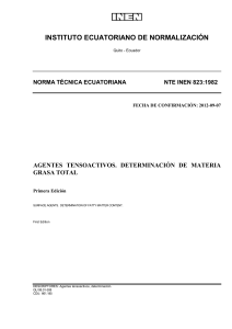 NTE INEN 823:1982 - Determinaci&oacute;n de Materia Grasa Total