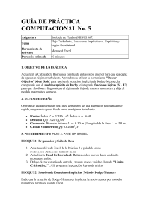 Gu&iacute;a de Pr&aacute;ctica Computacional No. 5: Flujo Turbulento en Excel