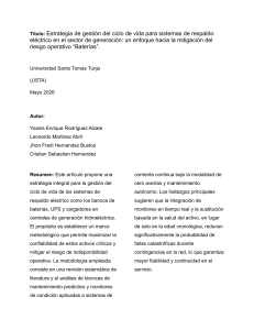 Estrategia de gesti&oacute;n del ciclo de vida para sistemas de respaldo el&eacute;ctrico