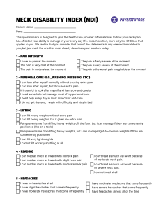 Neck Disability Index (NDI) Questionnaire