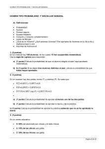 Examen Probabilidad 1&ordm; Bachillerato General