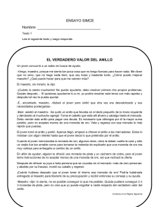 Ensayo SIMCE: El Verdadero Valor del Anillo - Comprensi&oacute;n de Texto