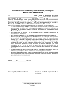 Consentimiento para Evaluaci&oacute;n Psicol&oacute;gica Estudiantil