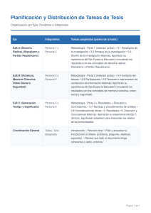 Planificaci&oacute;n de Tesis: Distribuci&oacute;n de Tareas por Ejes Tem&aacute;ticos