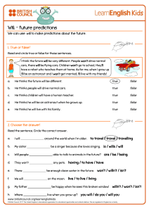 Will - Future Predictions English Worksheet for Kids