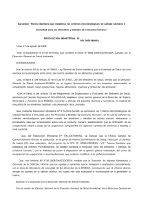 Norma Sanitaria de Criterios Microbiol&oacute;gicos para Alimentos y Bebidas