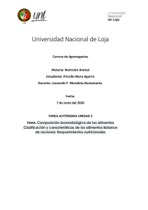 Composici&oacute;n bromatol&oacute;gica de los alimentos - Nutrici&oacute;n Animal
