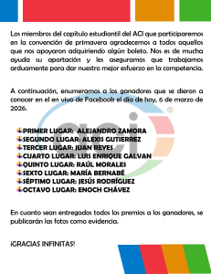 Ganadores de la competencia del cap&iacute;tulo estudiantil del ACI