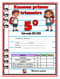 Examen primer trimestre 5&deg; grado 2025-2026