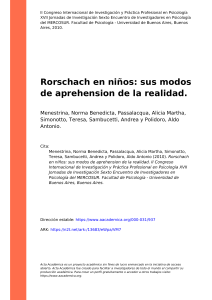 Rorschach en ni&ntilde;os: modos de aprehensi&oacute;n de la realidad