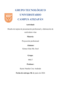 Dise&ntilde;o de tarjeta profesional y CV - Actividad universitaria
