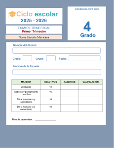 Examen Trimestral 4to Grado 2025-2026 Primer Trimestre