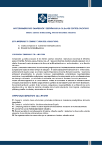 M&aacute;ster en Direcci&oacute;n y Gesti&oacute;n de Centros Educativos - Syllabus