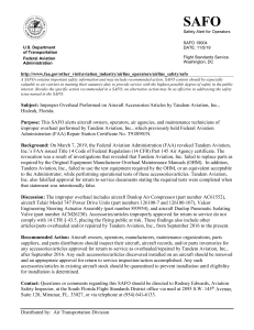 FAA SAFO 19004: Improper Aircraft Overhaul by Tandem Aviation