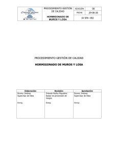 Procedimiento Hormigonado Muros y Losa Calidad