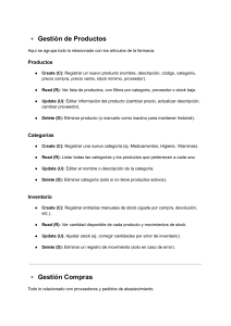 Caracter&iacute;sticas del Sistema de Gesti&oacute;n de Farmacia