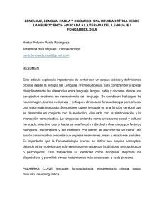 Lenguaje, Lengua, Habla y Discurso: Neuroling&uuml;&iacute;stica en Fonoaudiolog&iacute;a
