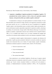 Actividad de Sem&aacute;ntica Cognitiva: Pensamiento Corporal y Met&aacute;foras