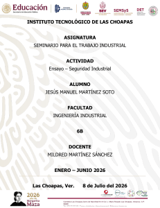 Ensaio de Seguran&ccedil;a Industrial - Instituto Tecnol&oacute;gico de las Choapas