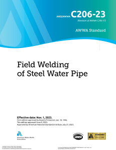 ANSI/AWWA C206-23: Field Welding of Steel Water Pipe