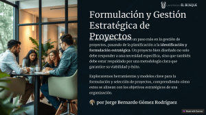 Formulaci&oacute;n y Gesti&oacute;n Estrat&eacute;gica de Proyectos