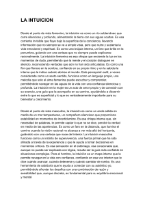 La Intuici&oacute;n: Perspectiva Femenina y Masculina