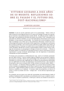 Vittorio Guidano a Diez A&ntilde;os de Su Muerte: Reflexiones Sobre el Post-Racionalismo
