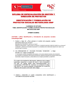 Identificaci&oacute;n y Formulaci&oacute;n de Proyectos Sociales Metodolog&iacute;a SNIP