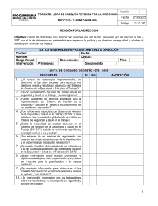 Checklist Revisi&oacute;n Direcci&oacute;n SG-SST Decreto 1072-2015
