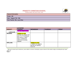 Tarea Semanal 6to Grado Penzotti Christian School