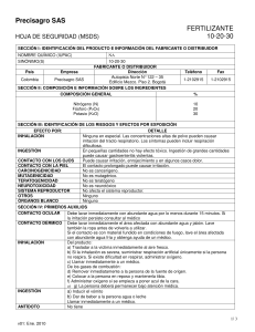 Hoja de seguridad Fertilizante 10-20-30 Precisagro