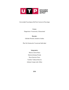Plan de Orientaci&oacute;n Vocacional: Evaluaci&oacute;n y Recomendaciones