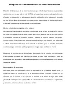 Impacto del cambio clim&aacute;tico en ecosistemas marinos