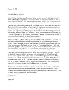 Carta a Miss Nancy Smith sobre la historia de Puerto Rico