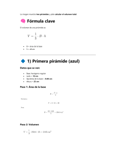 C&aacute;lculo del volumen total de tres pir&aacute;mides