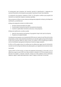 Evaluaci&oacute;n de Proyectos de Inversi&oacute;n: VPN y TIR