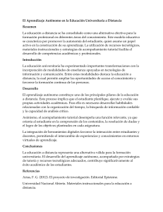 Aprendizaje Aut&oacute;nomo en Educaci&oacute;n a Distancia