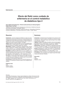 Efecto del Reiki en el control metab&oacute;lico de diab&eacute;ticos tipo 2
